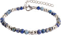 Natural Gem Stone Beaded Bracelets for Women Adjustable Stainless Steel Agate Lapis Tiger Eye Aventurine Rose Quartz