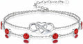 Prismata Infinity Birthstone Charm Link Bracelet 925 Sterling Silver Adjustable 12 Months Birthstone Infinity Bracelet Birthday Jewelry Gifts for Women Mom Her,with 7"+2" chain