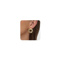 Chunky Knot Link Circle Statement Earrings, Gold-Plated, Drop Dangle Studs
