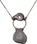 Crystal Joys Bohemian Agate Geode Slice Two Stone Necklace