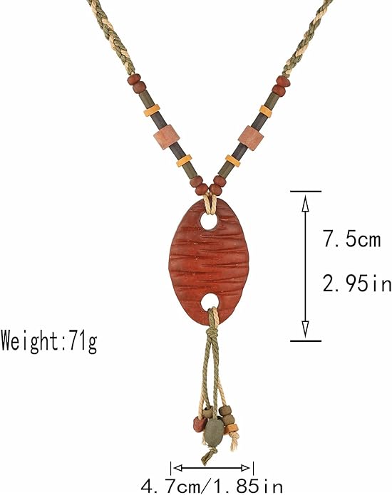 STWTR Bohemian Beaded Necklace Pendant for Women Men Retro Colorful Ceramic Pendant Handmade Ethnic Tribe Boho Jewelry Gift