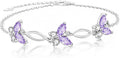 Sterling Silver Butterfly Ankle Bracelet, Endless Love Symbol Anklet, Classic Design Women's Jewelry, Christmas Holiday Birthday Gifts