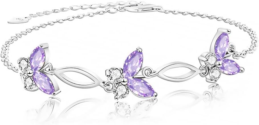 Sterling Silver Butterfly Ankle Bracelet, Endless Love Symbol Anklet, Classic Design Women's Jewelry, Christmas Holiday Birthday Gifts