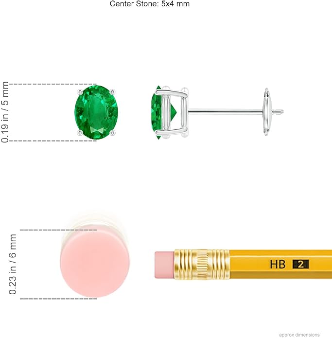 ANGARA Natural Emerald Earrings for Women | Oval Shape Emerald Classic Earrings in 14K Solid Gold/Platinum | May Birthday, Anniversary, Gemstone Jewellery Gift