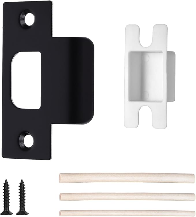 T-Shape Door Strike Plate, Matte Black, 2-1/8'' Hole Spacing | Door Frame by Newlaking