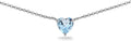 Birthstone Necklace for Women - Genuine or Synthetic Gemstone, 7mm Heart Solitaire, Short Dainty Layered Choker, Silver