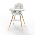 Baby High Chair, Wooden Highchair with Removable Tray, Adjustable Legs, Cushion, 5-Point Harness and Footrest for Infants, Baby, Toddlers, Gray