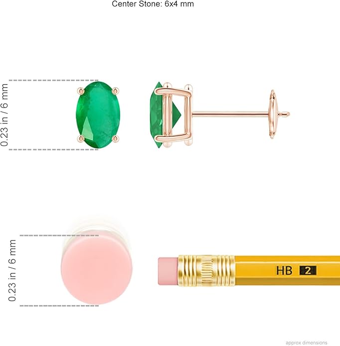 ANGARA Natural Emerald Earrings for Women | Oval Shape Emerald Classic Earrings in 14K Solid Gold/Platinum | May Birthday, Anniversary, Gemstone Jewellery Gift