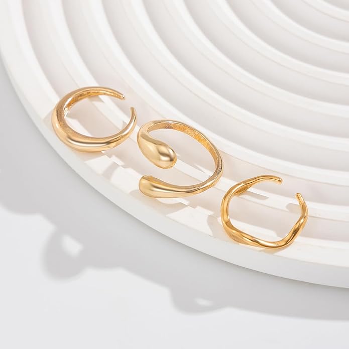 Sora Tuki Rings for Women Chunky Rings Set Adjustable Stackable Ring for Women Bold Thick Statement Ring Trendy Chunky Jewelry