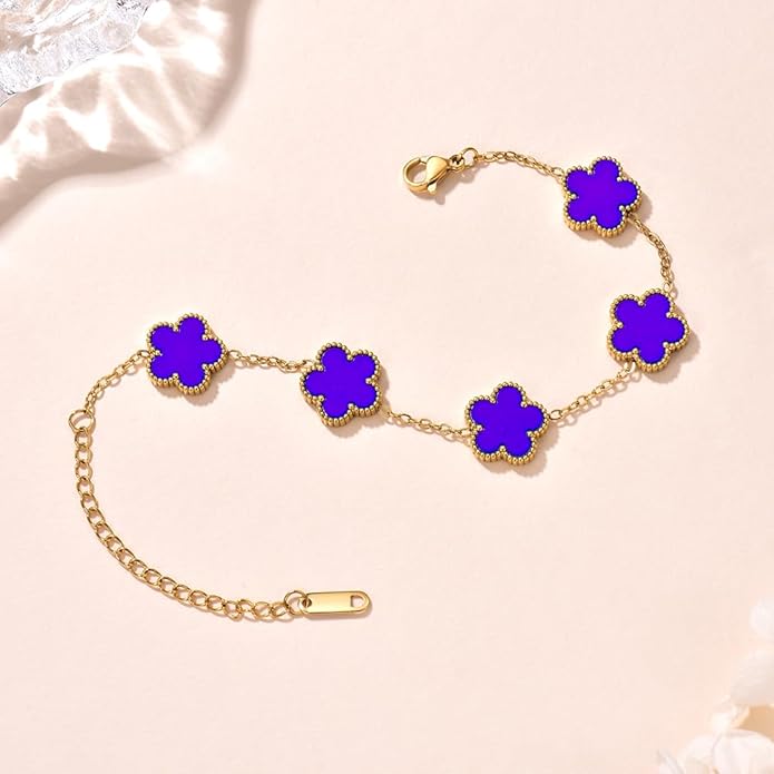 18K Gold-Plated Four Leaf Clover Bracelet for Women,Adjustable lucky Bracelet Set Jewelry Gift-Hypoallergenic Charm for Birthdays, Wellness & Daily Wear