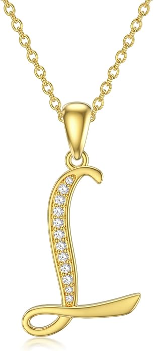 14k Gold Initial Necklace for Women, Solid Gold Moissanite Letter Pendant Necklaces Jewelry for Her Birthday Valentines Day Gifts for Mom Wife Christmas Gifts for Girlfriend Sister