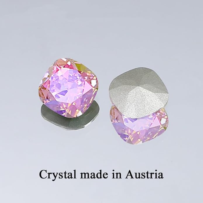 AOBOCO Sterling Silver Leverback Earrings Embellished with Crystals from Austria, Hypoallergenic Cushion Cut Square Crystal Earrings, Fine Anniversary Birthday Jewelry Gifts for Women