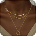 NECOCY Valentine's Day Gift 14k Gold/Silver Plated Layered Gold Necklaces for Women, 3Pcs Dainty Herringbone Choker Set, Trendy Stack Simple Chain Layering Pendant Jewelry