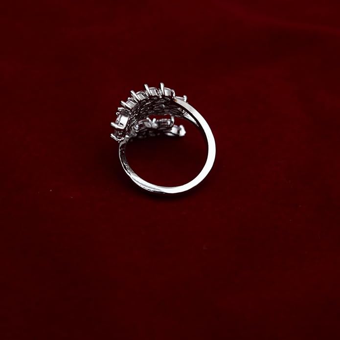 18K Gold Plated Cubiz Zirconia Wedding Engagement Wide Adjustable Band Ring for Women