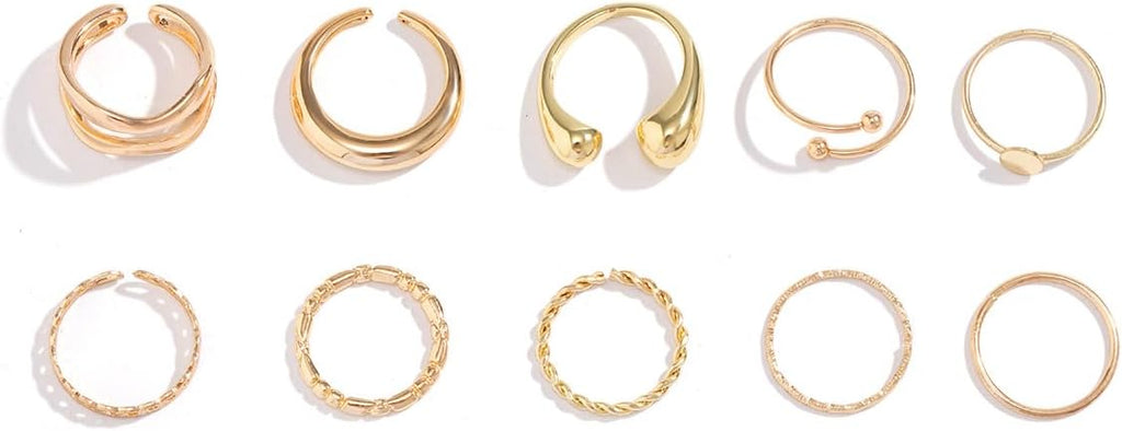 MIFYNN Chunky Gold Rings for Women Gold Silver Adjustable Thick Ring Fashion Statement Ring Open Dome Ring Chunky Silver Rings Geometric Curved Minimalist Simple Rings