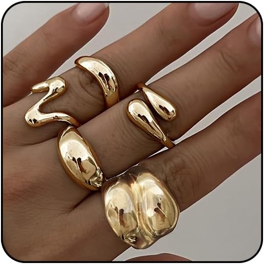 Sora Tuki Rings for Women Chunky Rings Set Adjustable Stackable Ring for Women Bold Thick Statement Ring Trendy Chunky Jewelry