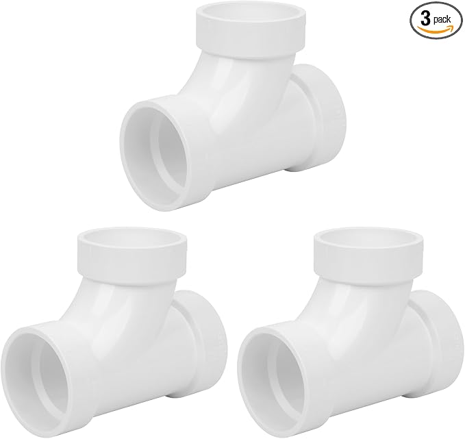 3Pack 2IN PVC DWV Sanitary Tee 3-Way PVC Pipe Fittings Adapter Furniture Build by Lswteiz