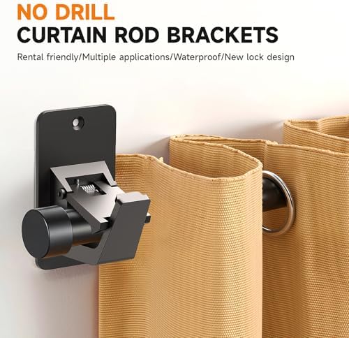 Universal Curtain Rod Holders, No Drill Curtain Rod Brackets, Self Adhesive - Image 3