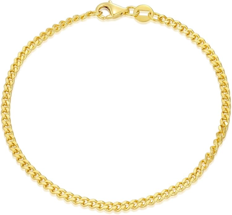 14K Yellow Gold 6-13 Inch 1.2mm-3.2mm Chain Bracelet Anklet for Women, Cuban Link Curb/Rope/Paper Clip/Round Snake/Herringbone/Bead/Water Wave, Thin Gold Chain Bracelet Durable Strong Real 14k Gold Chain Bracelet Anklet