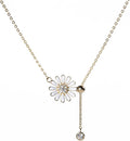 NW Ladies Sterling Silver Necklace Small Zou Chrysanthemum Pendant Necklace Delicate Jewelry Birthday Valentine's Day Gift for Daughter Wife Mom