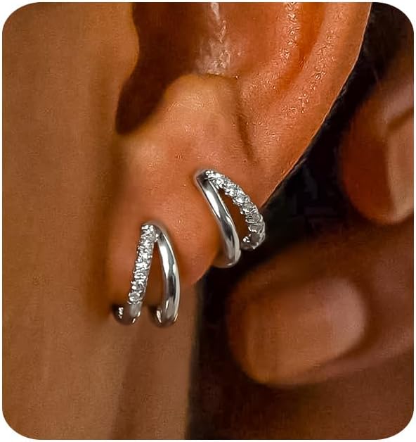 Gold Hoop Earrings for Women,14K Gold Plated Huggie Hoop Earrings for Gift