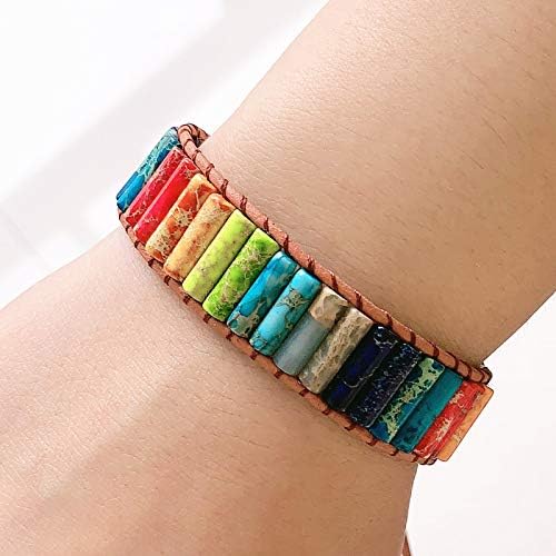 ZOSOJONA 7 Chakra Bracelet Bohemian Handmade Leather Wrap Healing Protection Natural Stone Yoga Beaded Bracelets Boho Friendship Jewelry