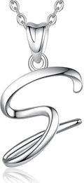 EUDORA Sterling Silver Initial Necklaces for Women, Classic 26 Letter Neckless Gifts for Girls, Sister, Mother Daughter, 18 inch Chain