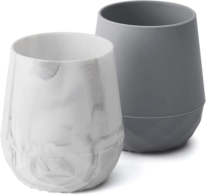 SAMiGO Silicone Baby Cups for 6-12 Months, Tiny Open Cups for Training and Water Drinking, Baby Led Weaning Supplies, 2 OZ