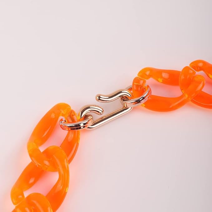 Wiwpar Orange Acrylic Choker Necklace Statement Chunky Fashion Acrylic Necklace Choker Halloween Party Cotume Chain for Women (Orange)