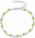 Birthstone Charm Link Bracelet 925 Sterling Silver Rose/Heart/Mom Bracelet with 12 Months Birthstone Mother's Day Gift Jewelry Gifts for Women,Chain Length 7"+2" Extend