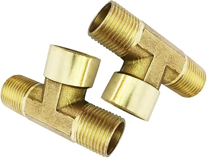 Brass Pipe Fitting Street Tee BSP Thread 3 ways Connector 1/8" Male x 1/8" by Pysrych