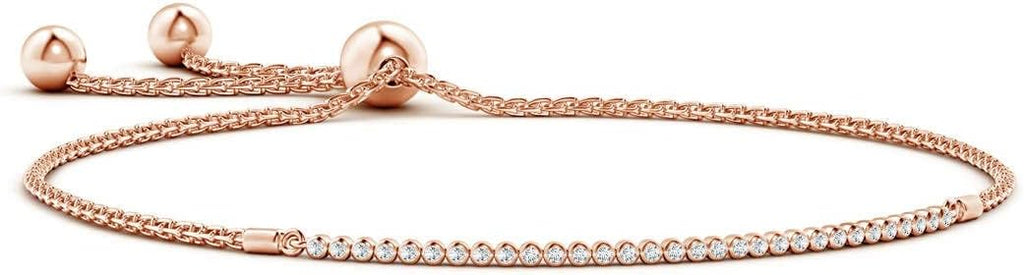 Angara Diamond Tennis Bolo Bracelet in 14K Solid Gold | Natural Diamond Adjustable Chain Bracelet for Women | April Birthstone Jewelry Gift For Women