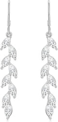 EAMTI Silver Dangle Earrings for Women Cubic Zirconia Marquise Bridal Wedding Earrings 925 Sterling Silver Post Engagement Earring