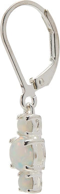 Amazon Essentials Sterling Silver Genuine and Created Gemstone Three Stone Birthstone Leverback Dangle Earrings