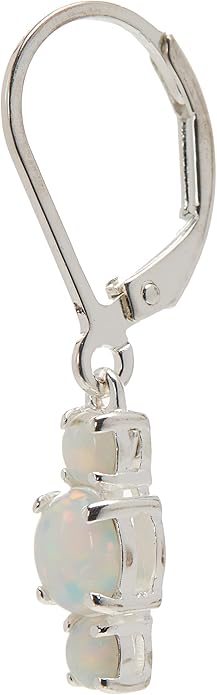 Amazon Essentials Sterling Silver Genuine and Created Gemstone Three Stone Birthstone Leverback Dangle Earrings