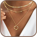Gold Layered Necklaces for Women 14k Gold Plated Dainty Stackable Choker Necklaces for Women Trendy Layering Chain Cute Pendant Necklace Set Gold Jewelry for Women