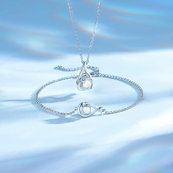 FANCIME Birthstone Necklaces for Women Fine Jewelry Sterling Silver Dainty Infinity Pendant Anniversary Birthday Christmas Gifts for Her Wife Mom Lady Daughter, Chain 16"+2" Extend