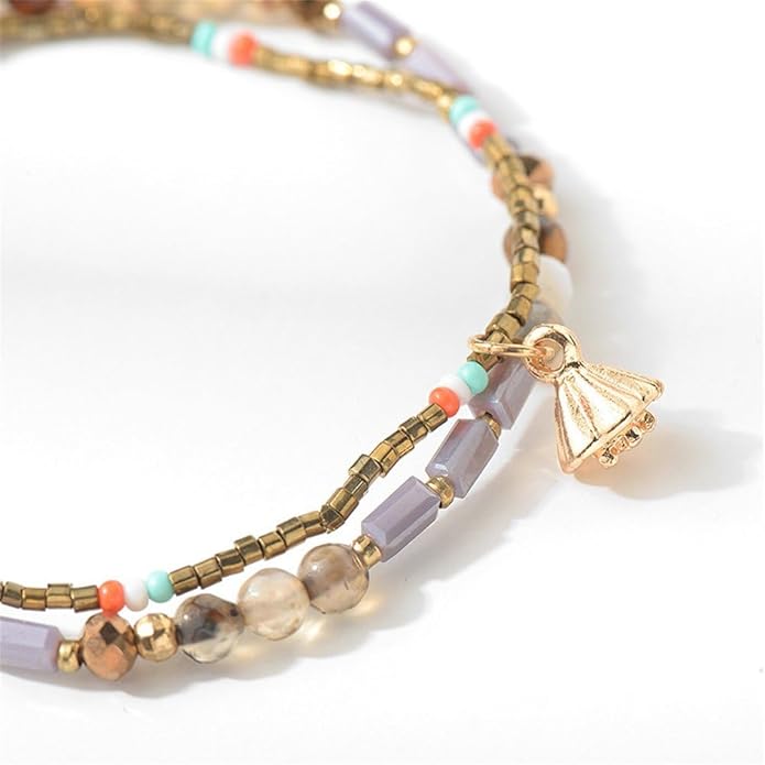 Handmade Adjustable Wrap Bracelet Bohemian String Braided Beads Anklets Gifts for Women