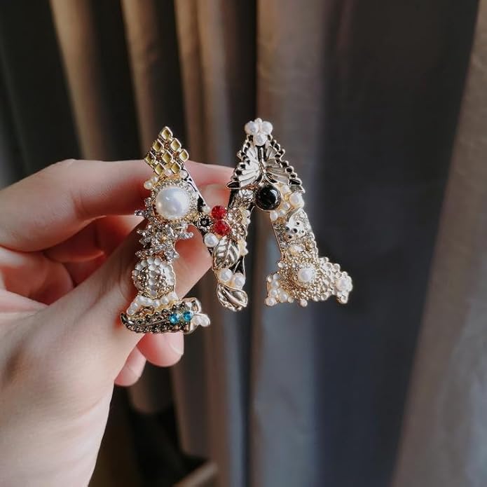 Crystal Pearl Initial Brooches Pins Gold Letter A-Z Lapel Pin Enamel Colorful Alphabet Letter Breastpin Pin Jewelry for Women Girls