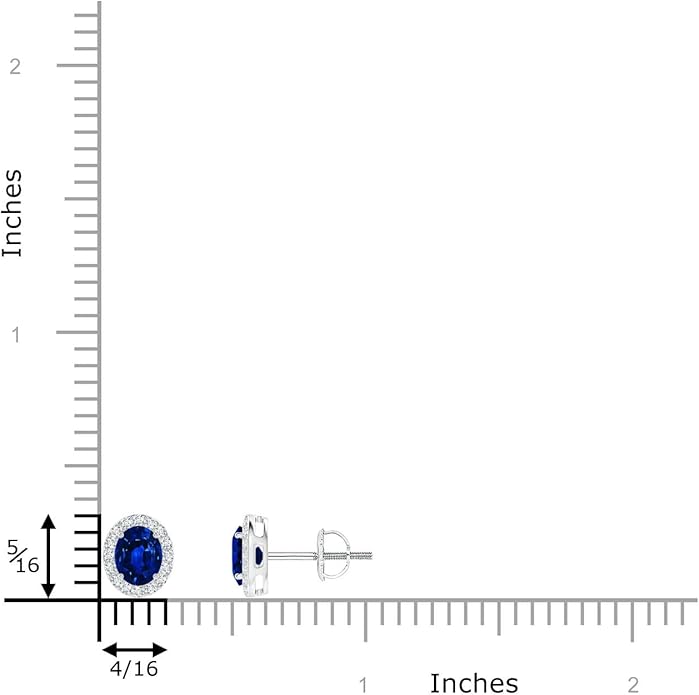 ANGARA Natural Blue Sapphire Earrings for Women | Prong-Set Oval Blue Sapphire Stud Earrings with Diamond Halo in 14K Solid Gold/Platinum | September Birthday, Anniversary, Gemstone Jewellery Gift