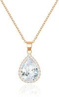 Linawe Crystal Chain Necklace for Women Trendy, Imitation Diamond Pendant, Statement Cubic Zirconia Boho Jewelry Set, 14K Gold/Rose Gold/Silver Birthstone Necklace