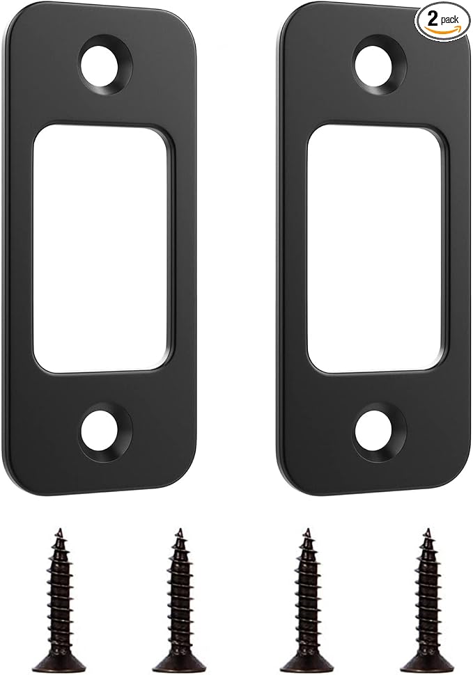 Deadbolt Strike Plate Door Backplate 1" x 2-1/4" Round Corner | Matte Black by FELHOOD