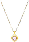 Cute Gold Heart Necklace for Women,18k Gold Plated Cubic Zirconia Charm Necklaces,Stainless Steel Women's Heart Stone Pendant Necklace for Women,16-18 Inches Adjustable Chain,Trendy Jewelry Gifts