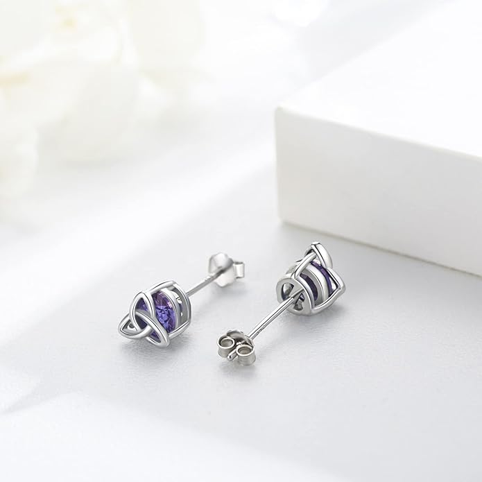 MEDWISE 925 Sterling Silver Birthstone Stud Earrings for Women Birthday Jewelry Gifts for Daughter Mother Women Valentines Day Gifts for Her