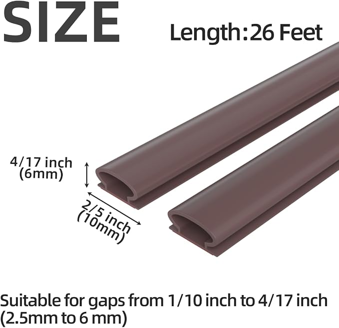 ESUFEIR 26Feet Door Weather Stripping Door Seal Strip, Self-Adhesive Rubber - Image 2
