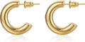 Gold Earrings for Women Girls,14K Gold Plated Hoop Earrings with 925 Sterling Silver Post Cubic Zirconia Stud Earring Huggie Hoops Earrings