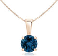 Angara Natural Blue Topaz Solitaire Pendant for Women | Classic Prong-Set Round Blue Topaz Pendant in 14K Solid Gold/Silver/Platinum With 18" Chain | December Birthday, Gemstone Jewelry Gift
