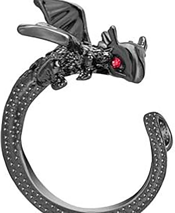 PINK TOWN Dragon Ring for Women - Cute Kawaii Gold and Silver Adjustable Dinosaur Ring - Flying Dragon Animal Shape - Friendship Birthday Party Christmas and Other Jewelry