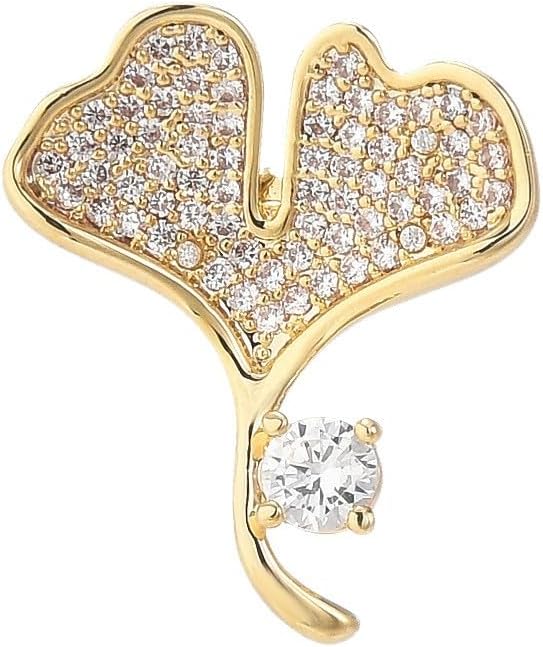 Leaf Brooches Rhinestone Freshwater Pearls Ginkgo Leaves Brooch Pin 18k Gold Plated Leaves Lapel Pins Jewelry Valentine's Day Birthday Gifts for Women Girls
