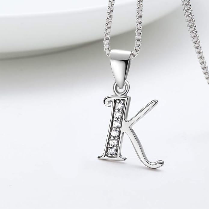 Aurora Tears Letter Necklace Initial 925 Sterling Silver Alphabet Pendant Crystal Name Gift Women Cubic Zirconia Jewelry